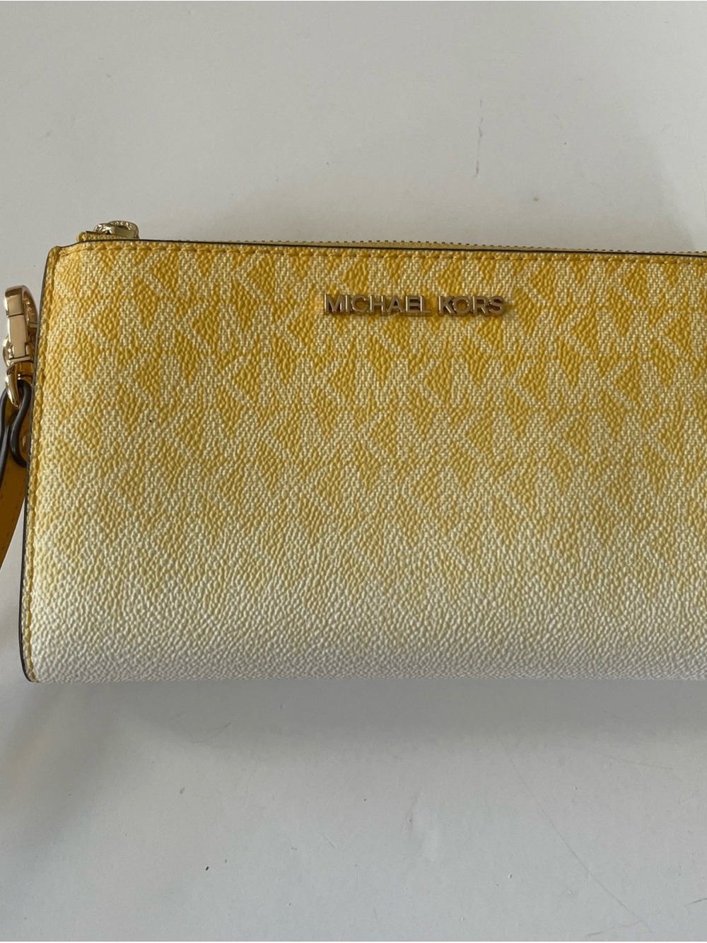 Michael Kors Yellow Ombre Signature Wristlet Clutch